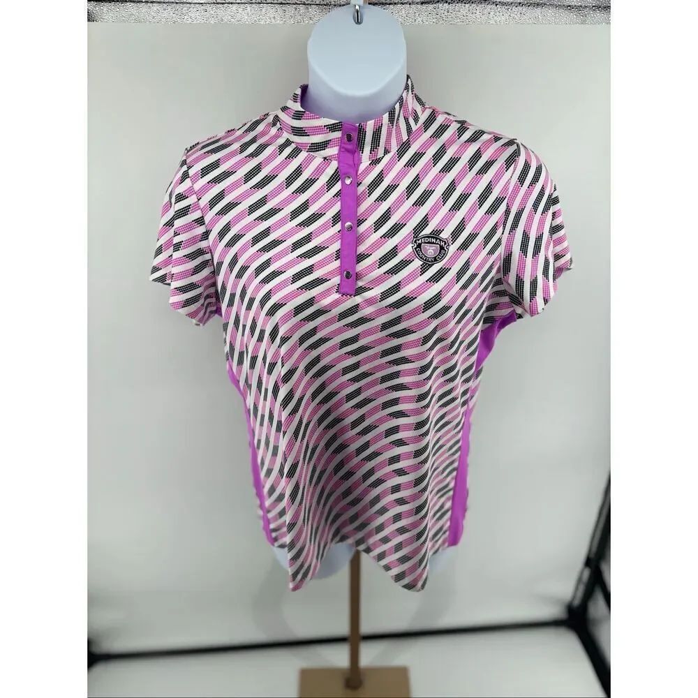 Tail Women’s Medinah Country Club Golf Polo Shirt X-Large Pink Black White